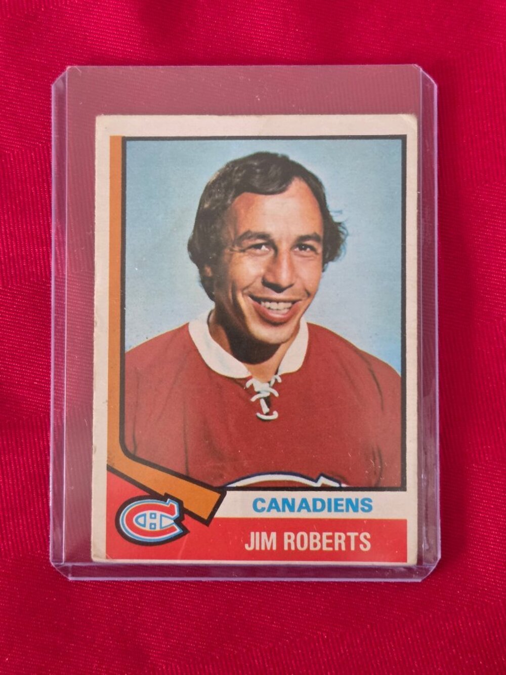 RARE, VINTAGE, 1974 OPEE CHEE, JIM ROBERTS, MONTREAL CANADIENS HOCKEY CARD!!!